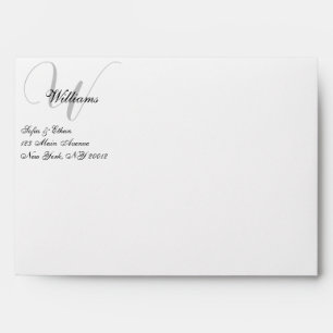 Elegant Black White Wedding Monogram Envelope