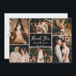 Elegant Black White Wedding Multi Photo Collage Thank You Card<br><div class="desc">Modern, Elegant, Hand Lettered Wedding Multi Photo Collage Thank You Card. Stylish wedding thank you card template featuring six (6) photo on the front and one (1) photo on the back side. With the text "thank you" in a swirly hand lettered calligraphy script font in white on black colour background....</div>