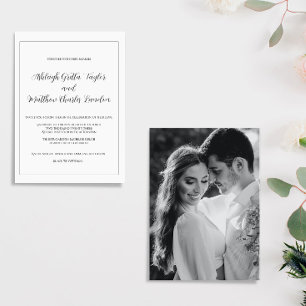 Elegant Black & White Wedding Photo Invitation