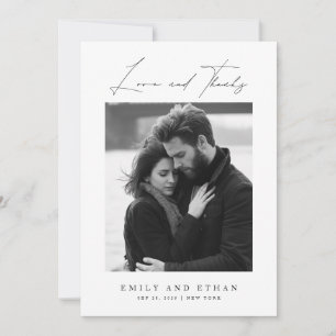Elegant Black & White Wedding Photo Thank You Card