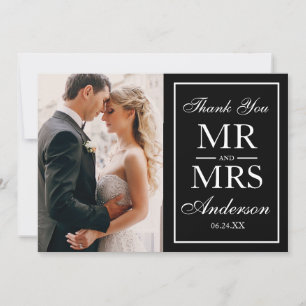 Elegant Black & White Wedding Photo Thank You GW Card