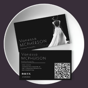 Elegant Black & White Wedding Photography Business Card