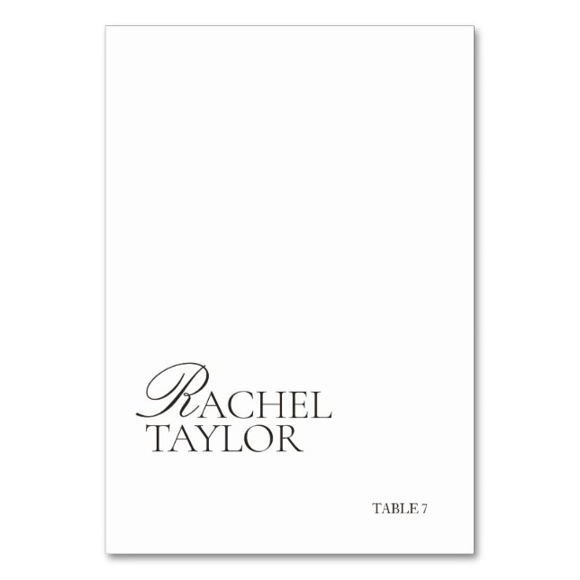 Elegant Black & White Wedding Place Card (Front)