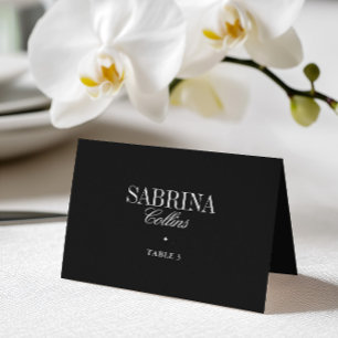 Elegant Black & White Wedding Place Card