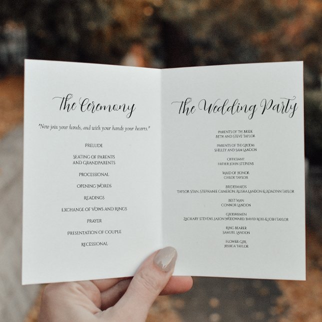 Elegant Black White Wedding Program Programme (Creator Uploaded)