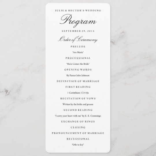 Elegant Black White Wedding Program Template Zazzle Co Uk