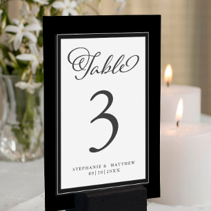 Elegant  Black & White Wedding Reception Table Number