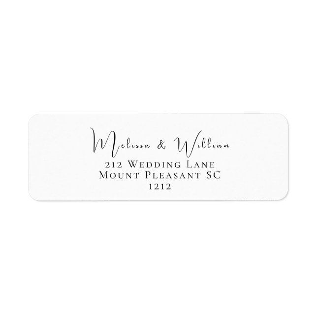 Elegant Black & White Wedding Return Address (Front)
