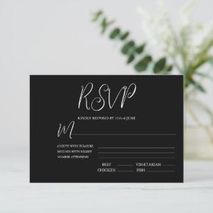 Elegant Black & White Wedding RSVP Card