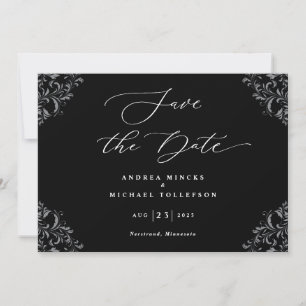 Elegant Black & White Wedding Save The Date