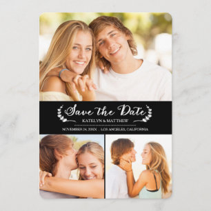 Elegant Black / White Wedding Save the Date Card