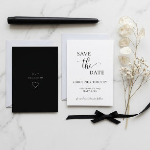 Elegant Black White Wedding Save The Date Card