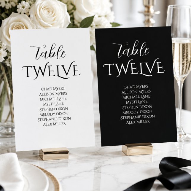 Elegant Black White Wedding Seating Chart Card (Creator Uploaded)