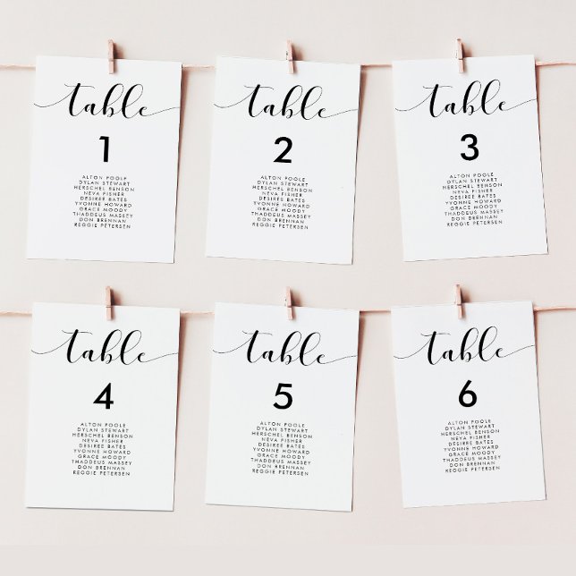 Elegant black & white wedding seating chart cards (Creator Uploaded)