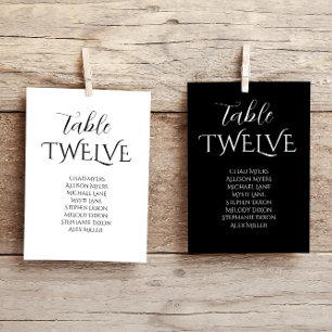 Elegant Black & White Wedding Seating Chart  Table Number
