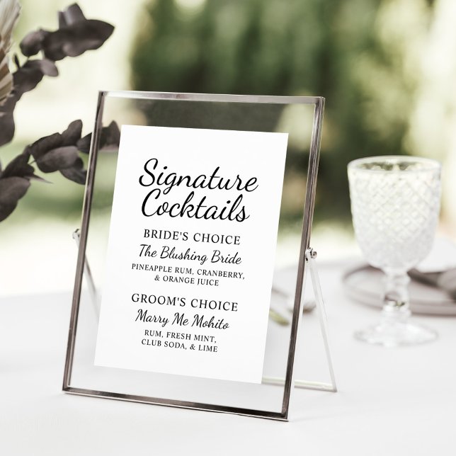 Elegant Black White Wedding Signature Cocktails Menu (Creator Uploaded)
