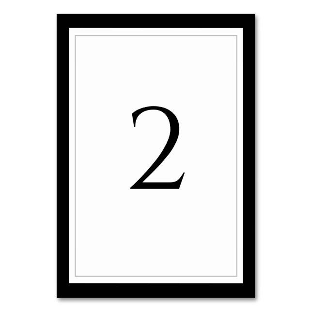 Elegant Black & White Wedding  Table Number (Front)