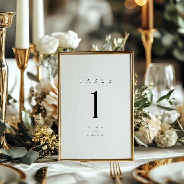 Elegant Black & White Wedding Table Number Card (Creator Uploaded)