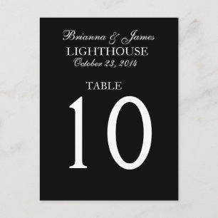 Elegant Black & White Wedding Table Number Postcard