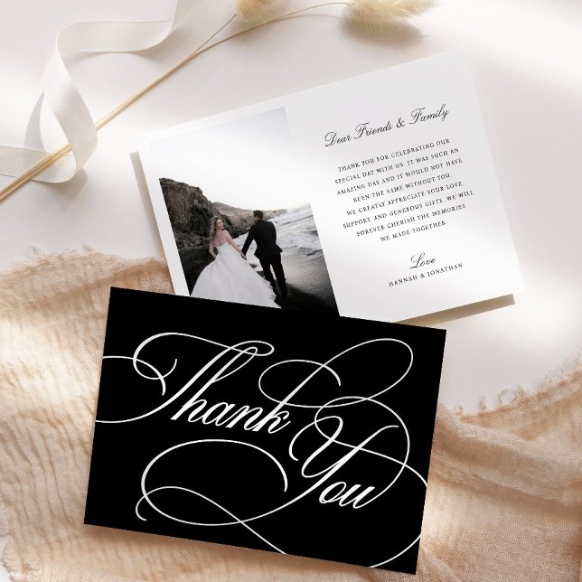 Elegant Black & White Wedding Thank You Card (Creator Uploaded)
