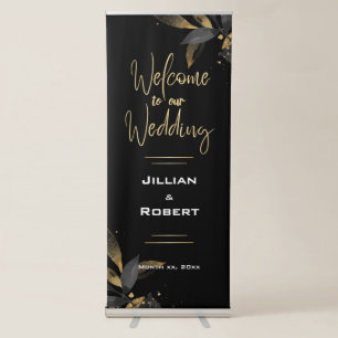 Elegant Black & White, With Gold, Wedding Retracta Retractable Banner