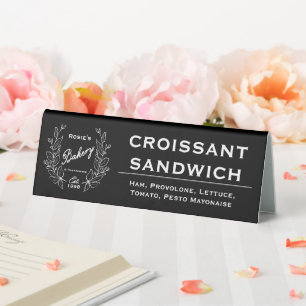 Elegant Black White Wreath Bakery Logo Product