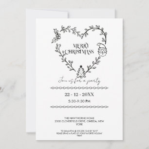 Elegant Black & White Wreath Design Invitation