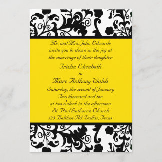 Elegant Black, White, & Yellow Wedding Invitation