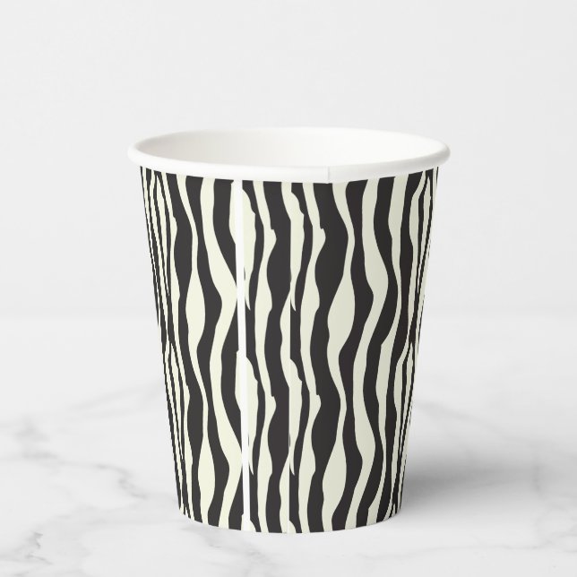 Elegant Black White Zebra Print Paper Cups (Right)