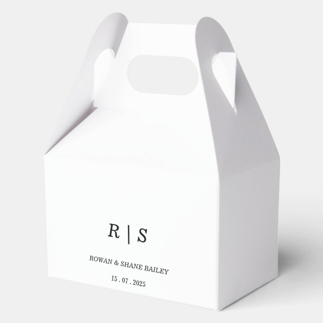 Elegant Black & WhiteMonogram Wedding Favour Box (Front)