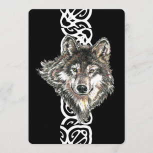 Elegant Black Wild Wolf Birthday Invite