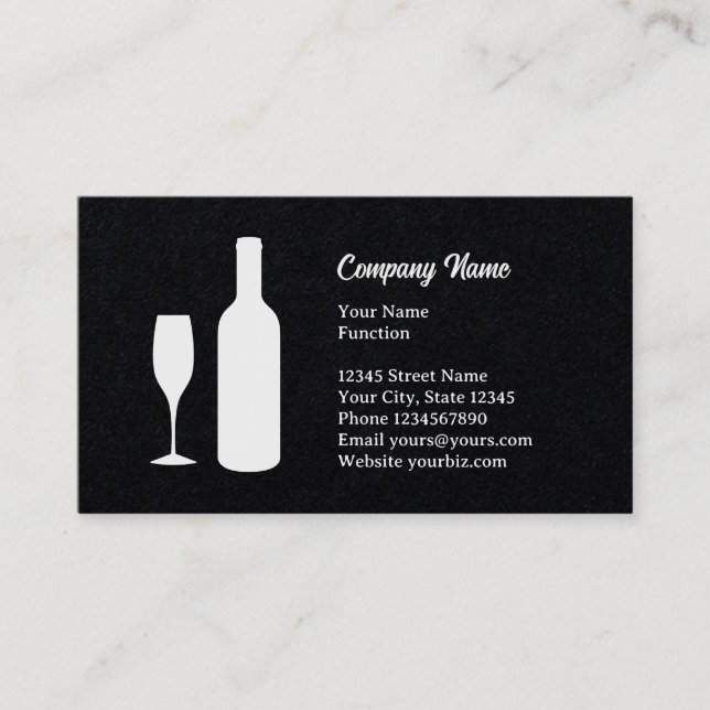 Elegant black wine connoisseur business card (Front)