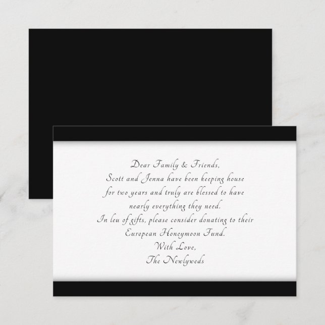 Elegant Black Wishing Well Wording Enclosure Cards (Front/Back)