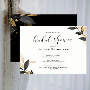 Elegant Black With Gold Bridal Shower Invitation