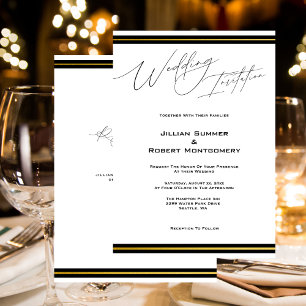Elegant Black With Gold Wedding Invitation