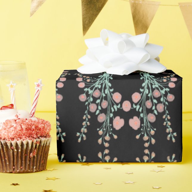 Elegant Black With Pink Wrapping Paper (Birthday Party)