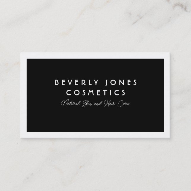 Elegant Black with White Border Business Card (Front)