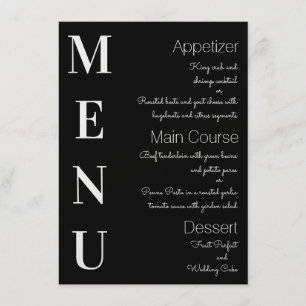 Elegant Black with White Text Menu