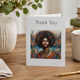 Elegant Black Woman Portrait Artistic Gratitude Thank You Card