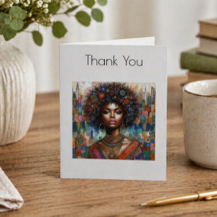 Elegant Black Woman Portrait Artistic Gratitude Thank You Card