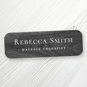 Elegant black wood grain look name and title tag