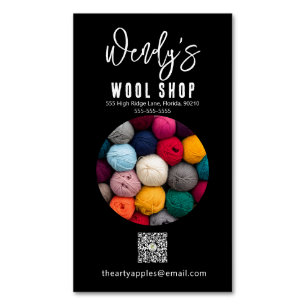 Elegant Black wool shop workshop business card