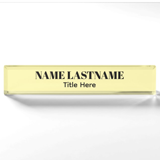Elegant Black & yellow custom name Nameplate (Front)