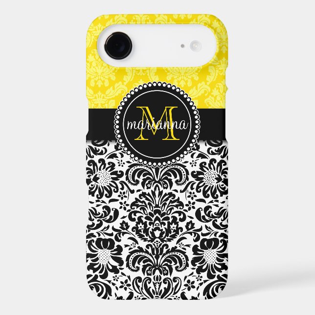 Elegant Black Yellow Damask Personalised Case-Mate Samsung Galaxy Case (Back)
