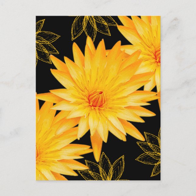 Elegant black & yellow lillies - template postcard (Front)