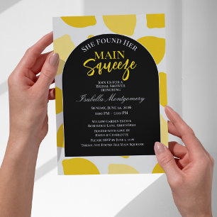 Elegant Black & Yellow Main Squeeze Bridal Shower Invitation