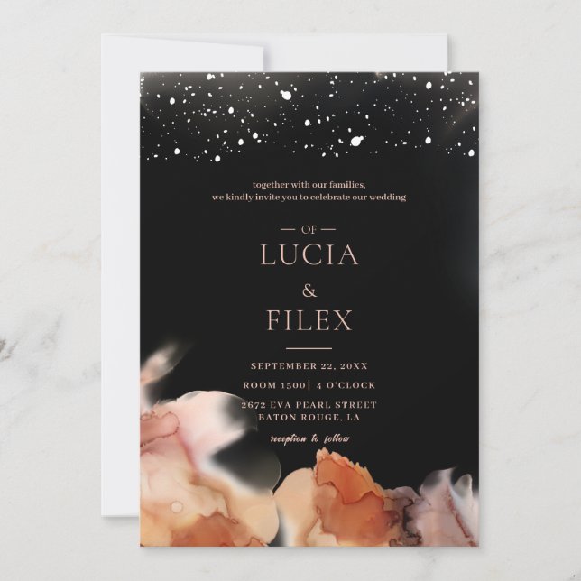 Elegant Blank And Orange Ink Wedding Invitation (Front)