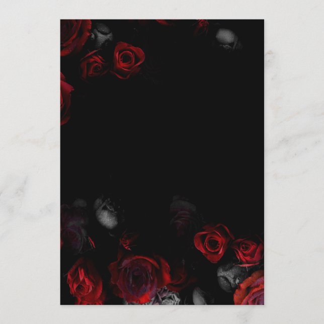 Elegant Blank Black and Red Floral Wedding Menu (Front)