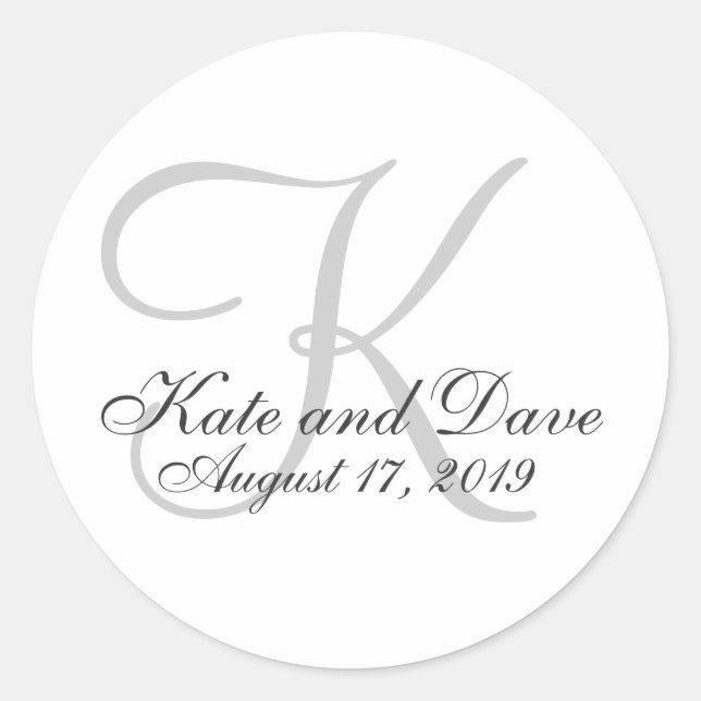 Elegant Blank Customisable Monogram Wedding Favour Classic Round Sticker (Front)
