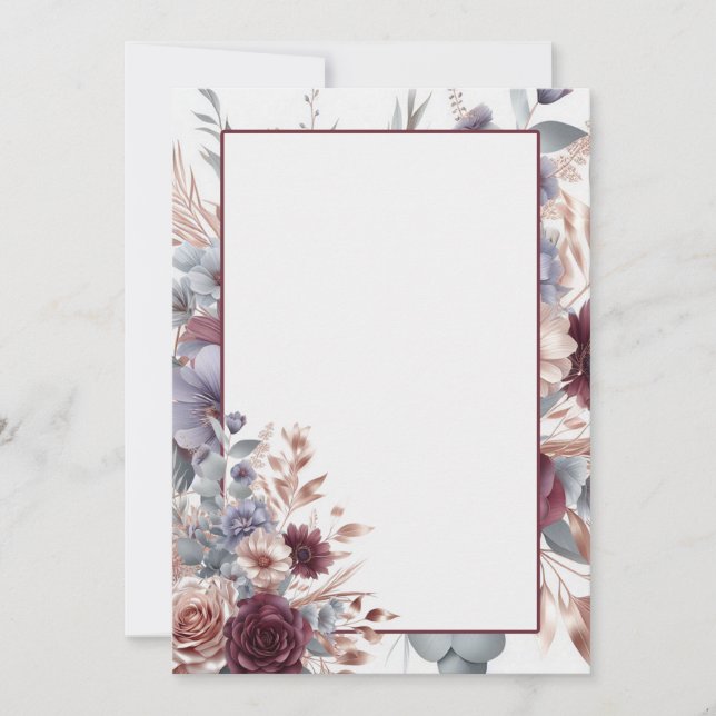 Elegant Blank Floral Wedding  Invitation (Front)